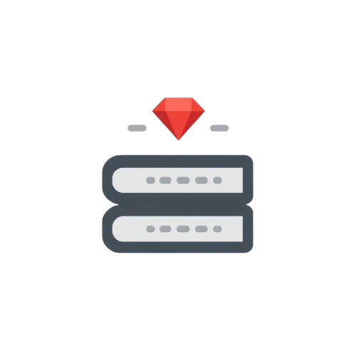A flat vector icon depicting two stacked gray server racks with a red diamond above them, set against a plain white background.